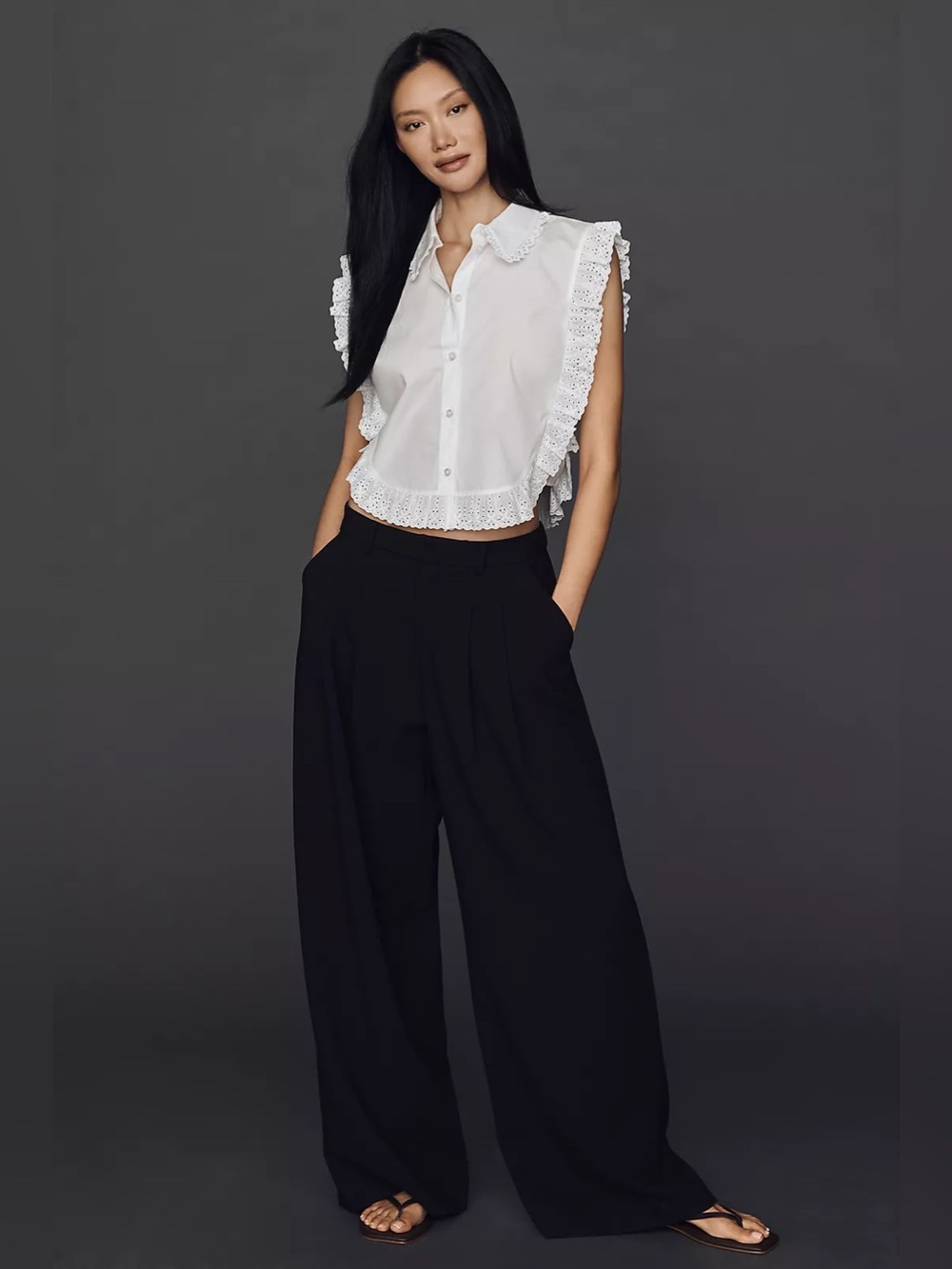 NWT Maeve 100% Cotton Ruffle Lace Top